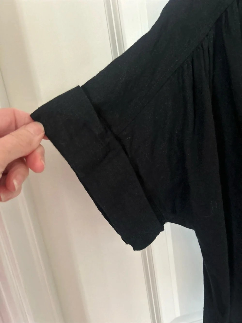 Well Worn Dress XL Black Linen Blend S/S Button Front Minimalist Capsule Travel